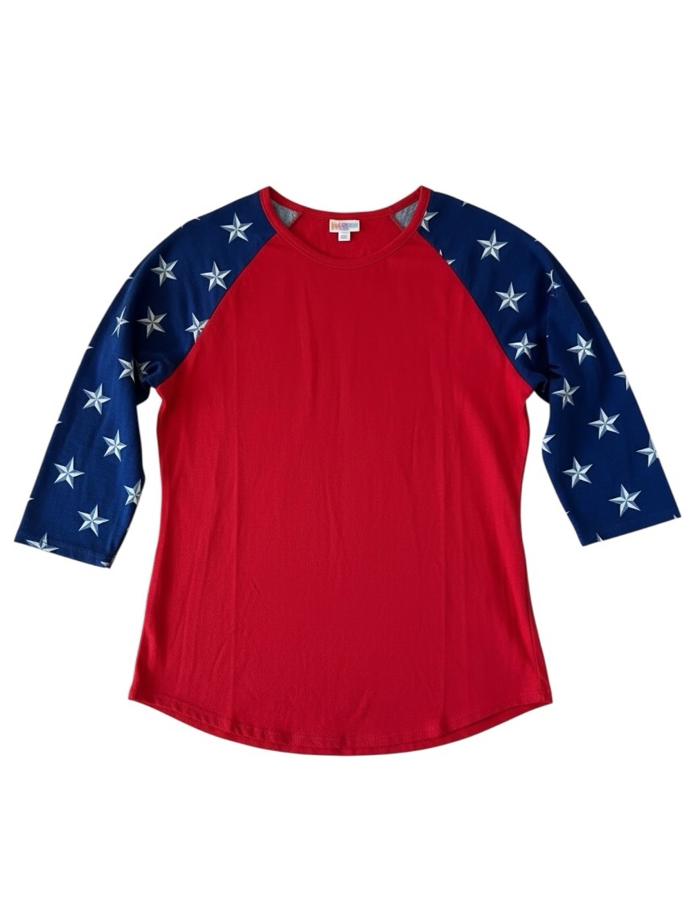 LuLaRoe Randy Randy Tee Americana 4th of July Patriotic Red Navy Star Size XL